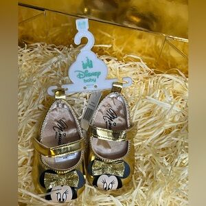 Disney Baby Gold Minnie Mouse Shoes 6-9 months NWT